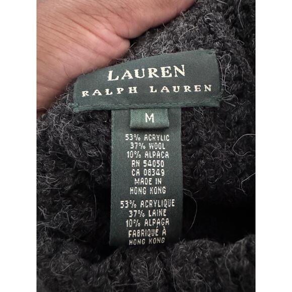 Lauren Ralph Lauren Alpaca Wool Blend Mock Neck Chunky Sweater Gray Size M - Picture 3 of 5